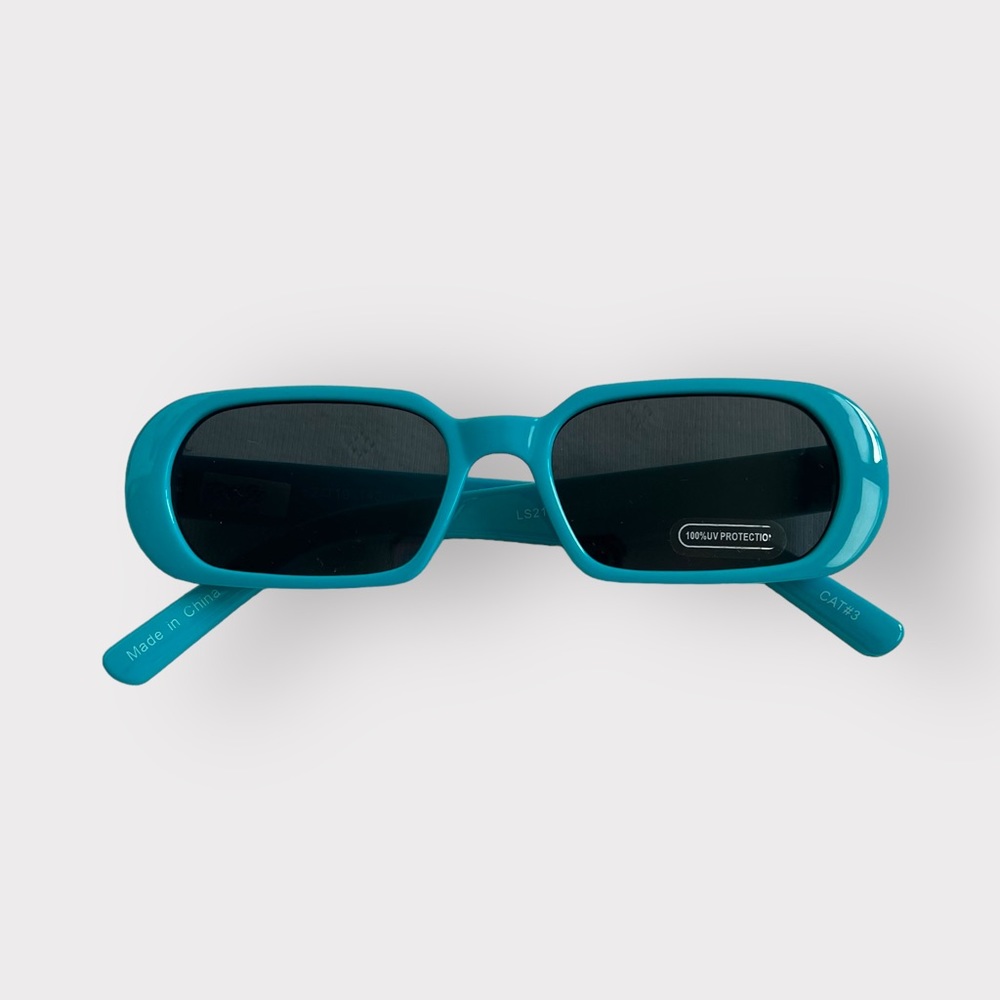 Blue Bold Retro Rectangle Skinny UV400 Sunglasses